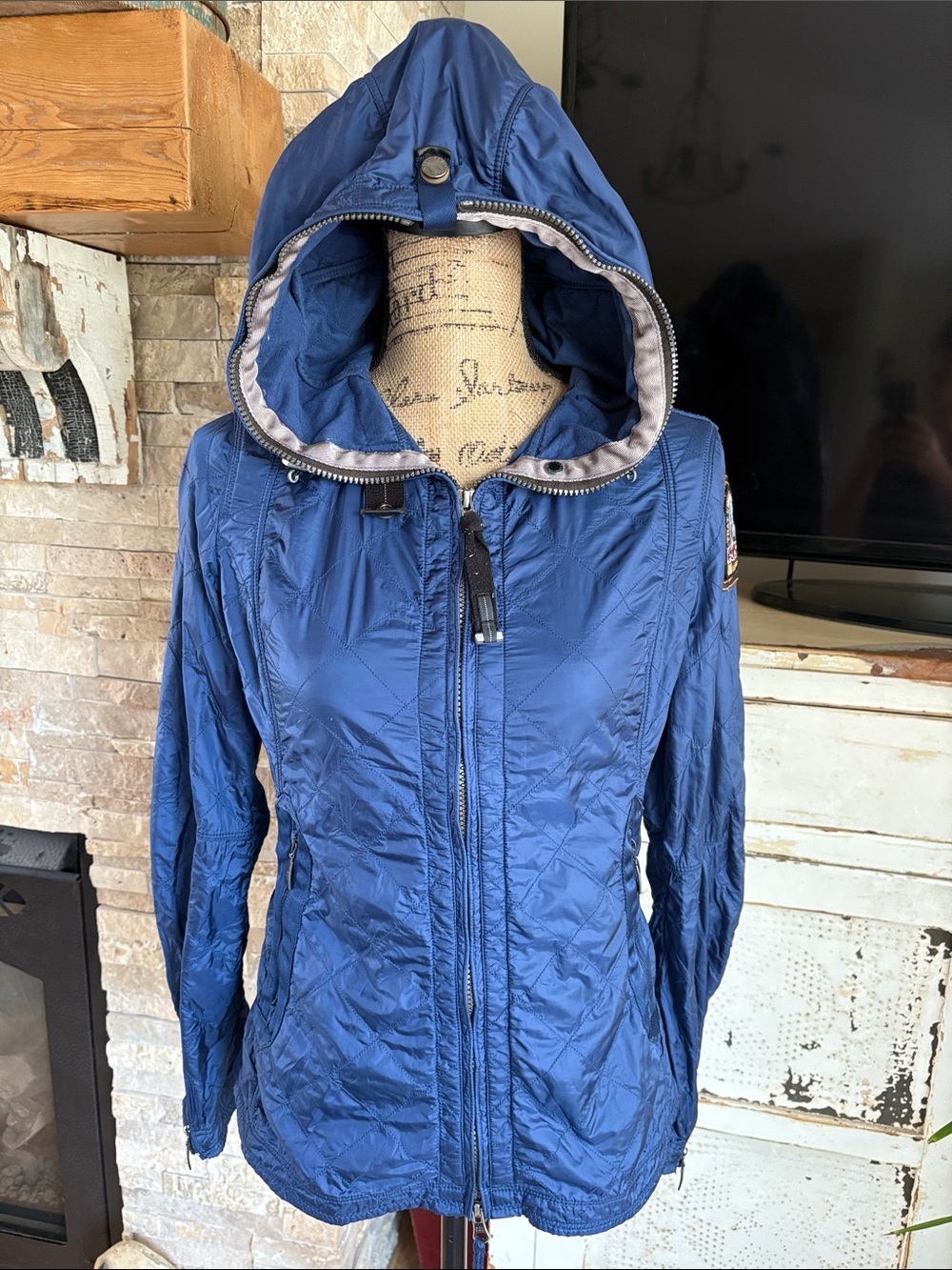 Parajumpers Midseason Lightweight Series navy blue quilted zip nylon jacket